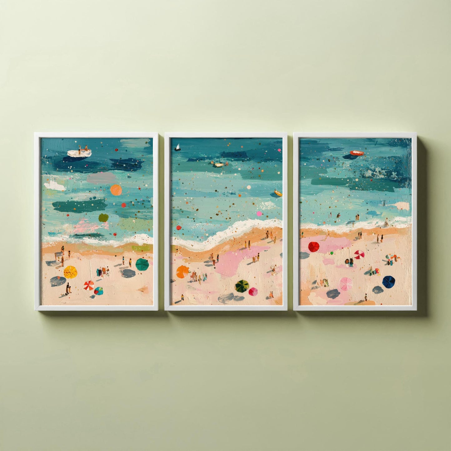 Great Yarmouth Beach Set of Three Prints - Aerial Norfolk Coast Posters - Palette Knife Oil Painting - Golden Mile Wall Art