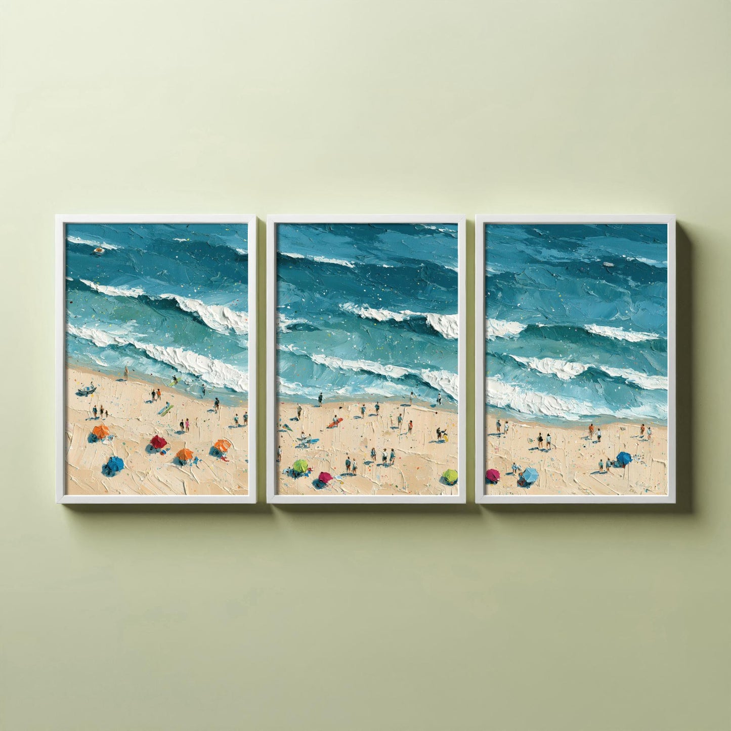 Set of Three Luskentyre Beach Prints - Aerial Coastal Oil Painting Posters - Colourful Seaside Wall Art - Scotland