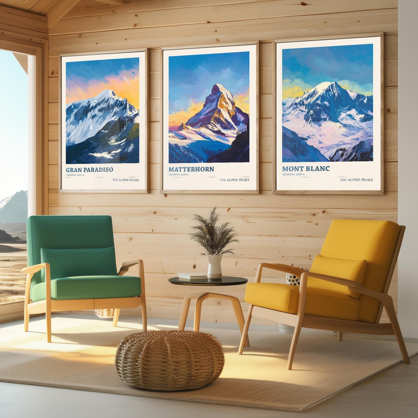 Alpine Peaks - Set of Three Art Prints - Gran Paradiso, Matterhorn, Mont Blanc