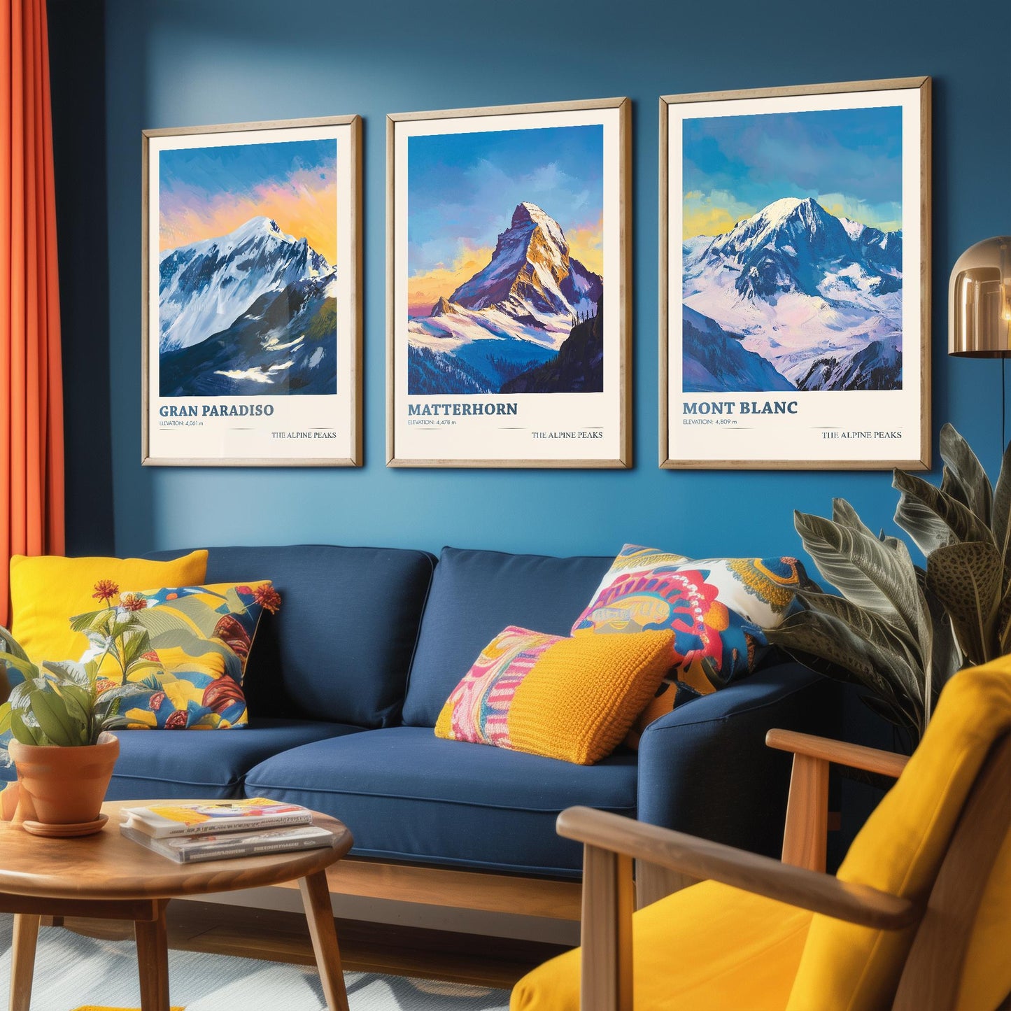Alpine Peaks - Set of Three Art Prints - Gran Paradiso, Matterhorn, Mont Blanc