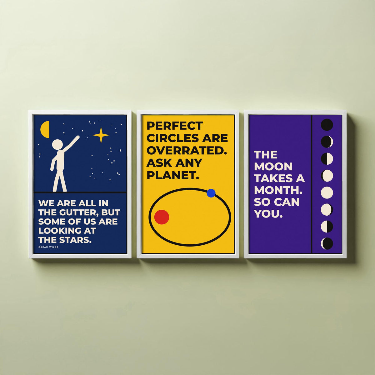 Astronomy Quotes Set of Three Art Prints - 3 Bauhaus Space Posters - Minimalist Science Wall Art Illustration V1