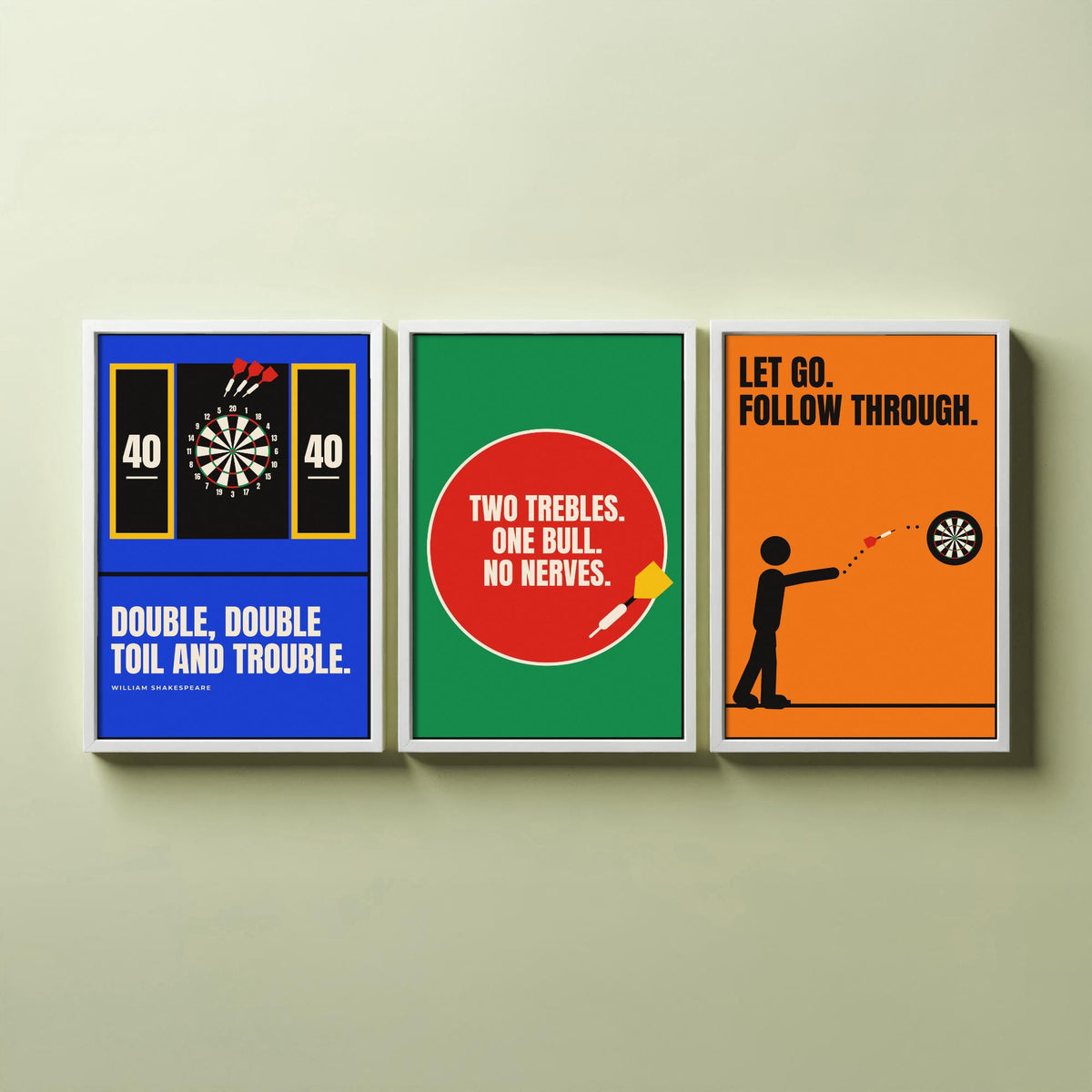 Darts Quotes Set of Three Art Prints - 3 Retro Bauhaus Pub Darts Posters - Minimalist Game Room Wall Art Illustration V2