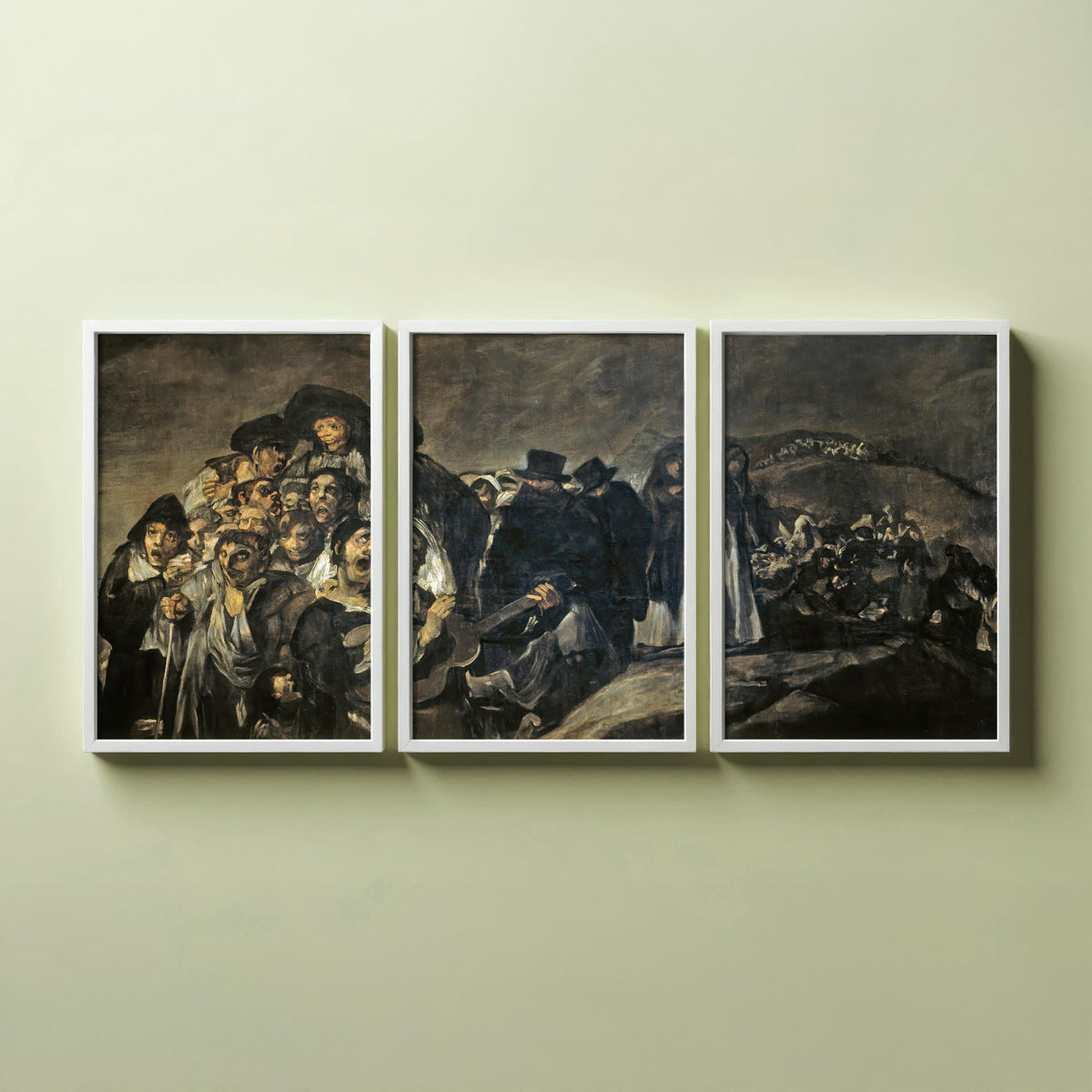 Francisco Goya Set of Three Art Prints - Pilgrimage to San Isidro - 3 Dark Painting Posters - Wall Art Gift Giclee Spanish Master
