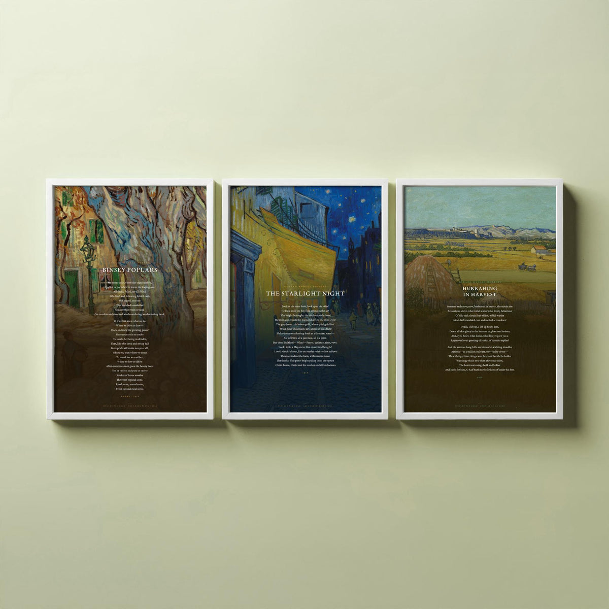 Gerard Manley Hopkins Poems Set of Three Art Prints - The Starlight Night, Hurrahing in Harvest, Binsey Poplars - Van Gogh Painting Poster