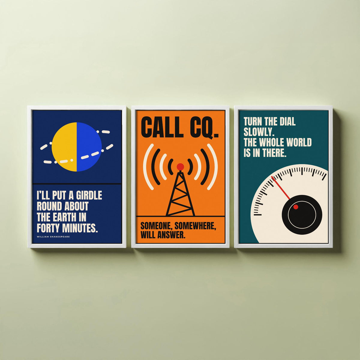 Ham Radio Quotes Set of Three Art Prints - 3 Bauhaus Amateur Radio Posters - Minimalist Tech Wall Art Illustration V1