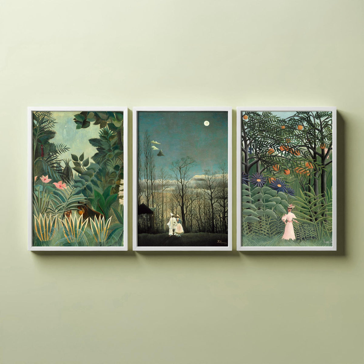 Henri Rousseau Set of Three Art Prints - Jungle and Carnival Evening - Naive Painting Poster V1