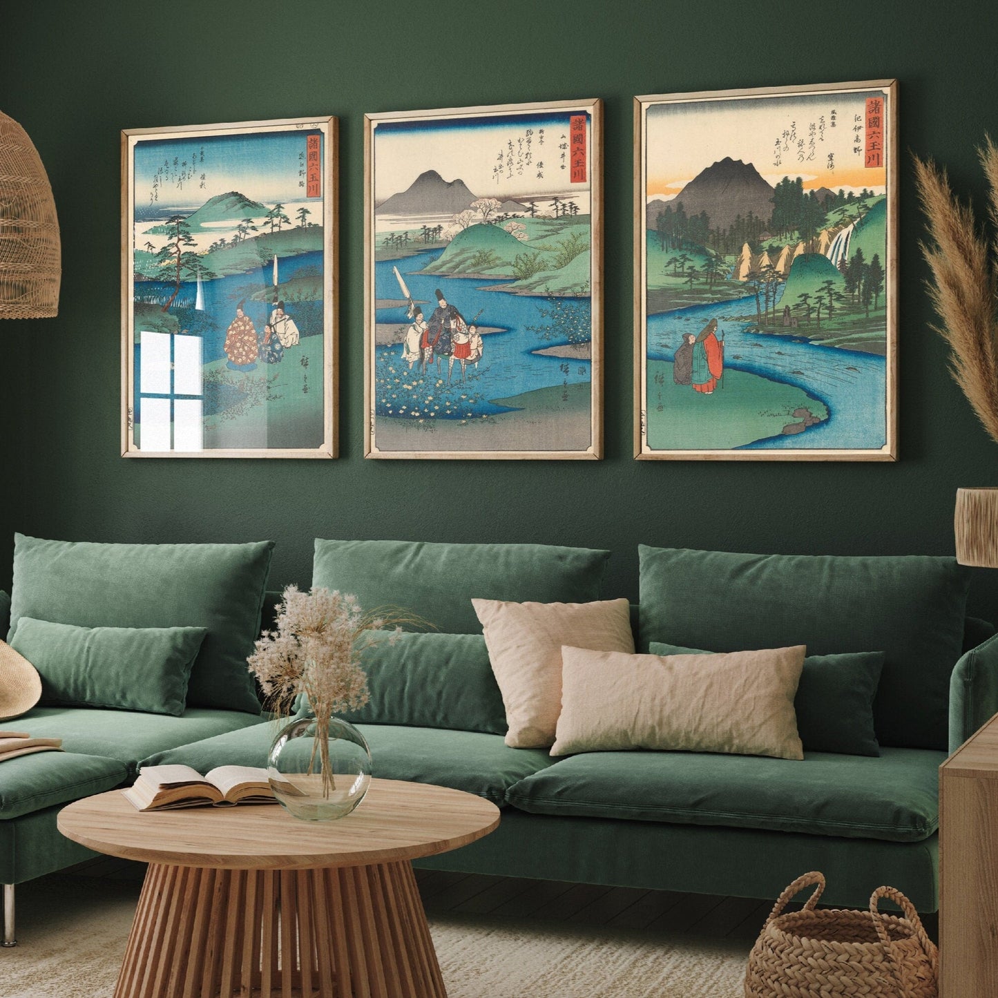 Set of Three Jewel Rivers Prints - 3 Utagawa Hiroshige Paintings - Photo Poster Wall Art Gift Giclée Museum Quality - Jewel River, Water
