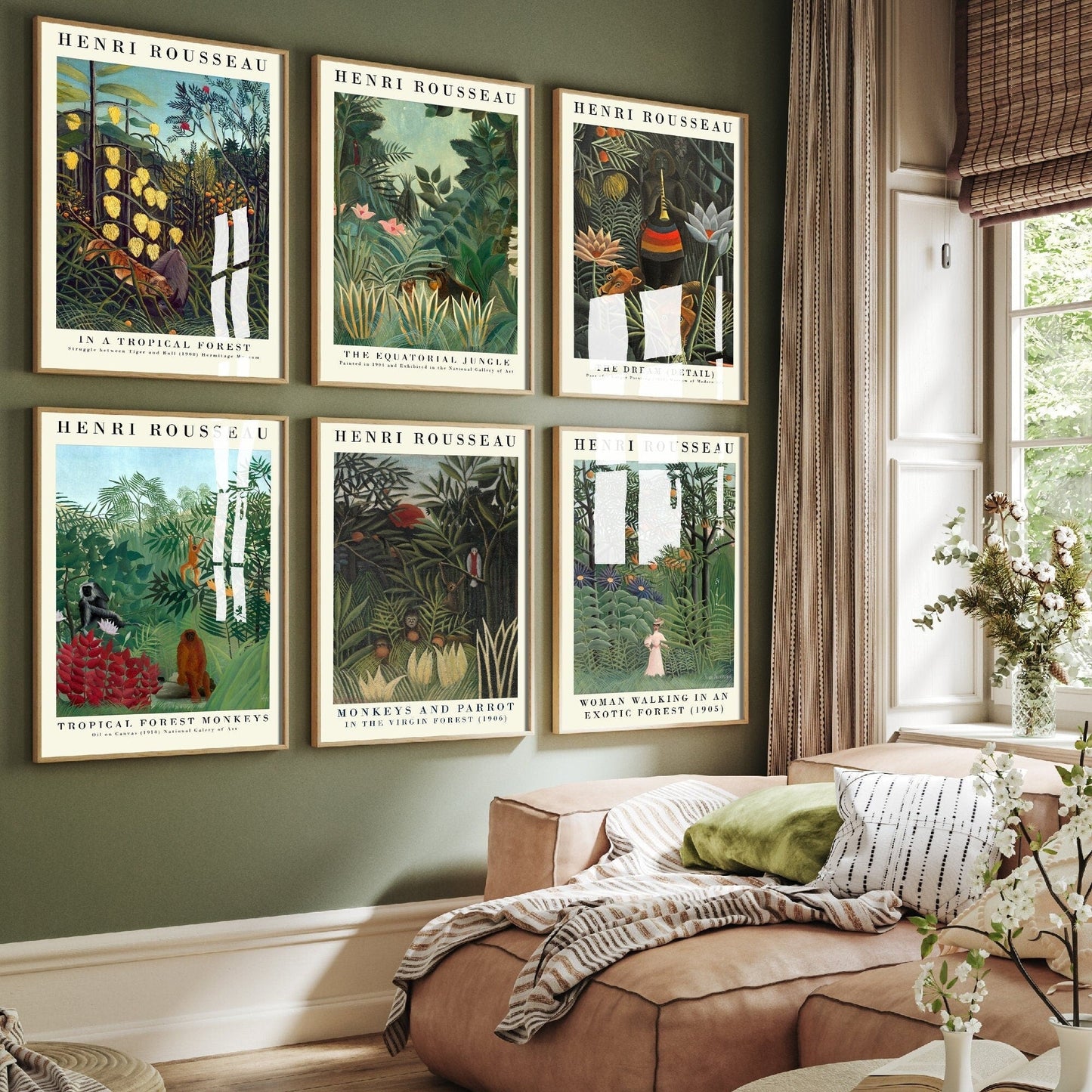 Set of Six Henri Rousseau Prints - 6 Botanical Paintings - Photo Poster Wall Art Gift Giclée Museum Quality Illustration The Dream Plants