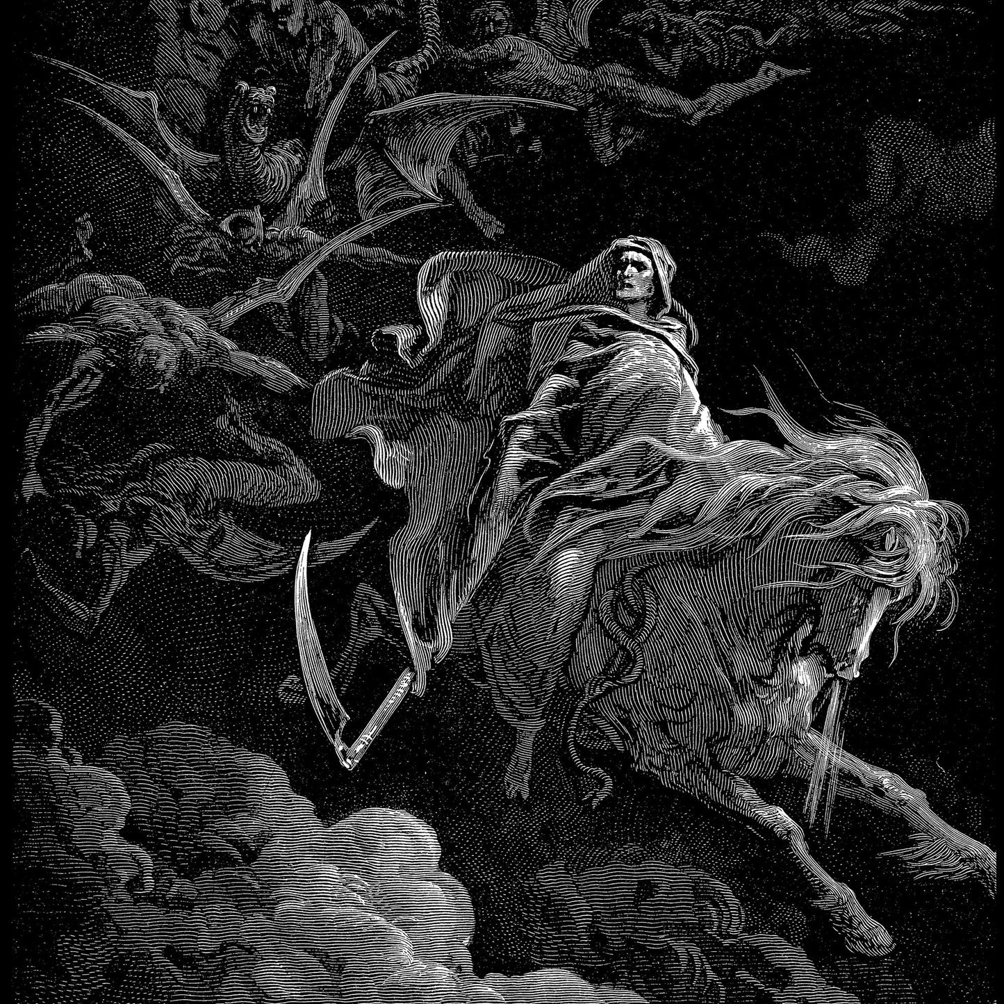 Set of Six Gustave Dore Prints - 6 Satanic Woodcut Engravings - Photo Poster Wall Art Gift Giclée Museum Quality - Fall of Satan Painting