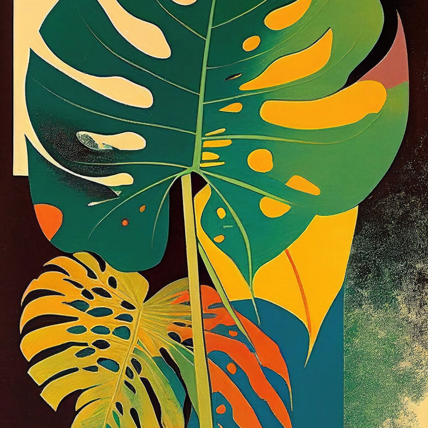 Set of Six Monstera Leaf Paintings - 6 Botanical Art Prints - Photo Poster Wall Gift Giclée - Nature, Foliage, Greenery, Swiss Cheese Plant
