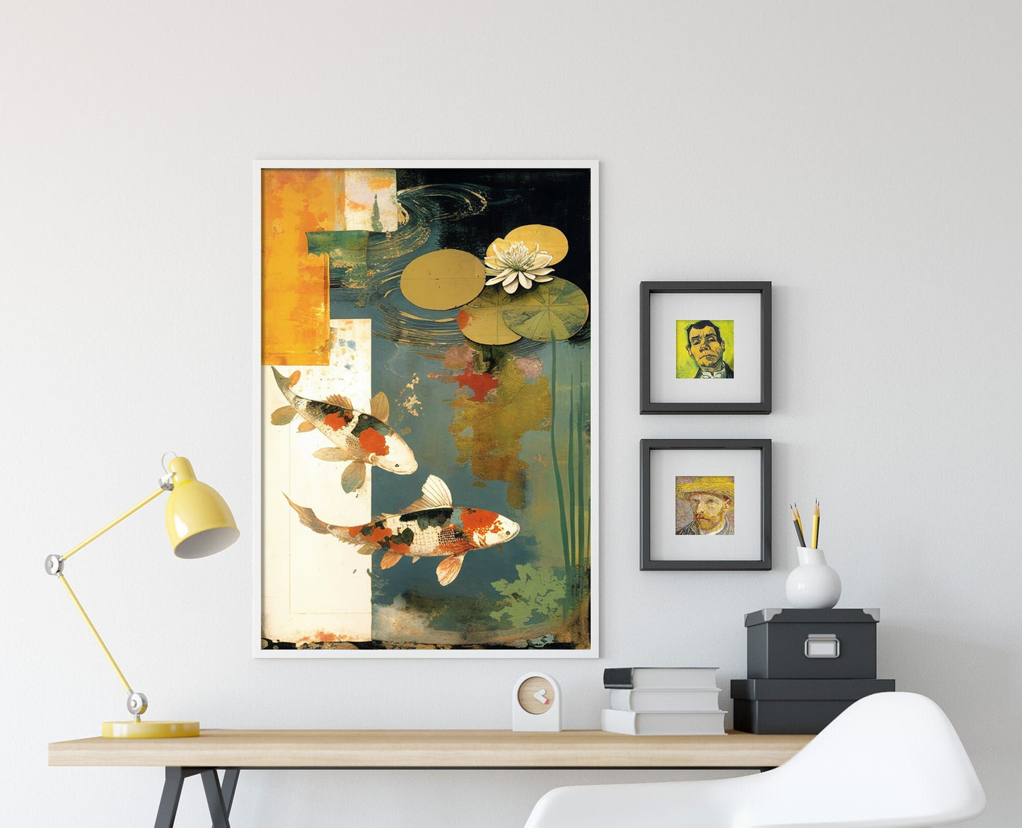 Koi Pond Vintage 2 - Art Print Poster Painting - Giclee Home Wall Décor