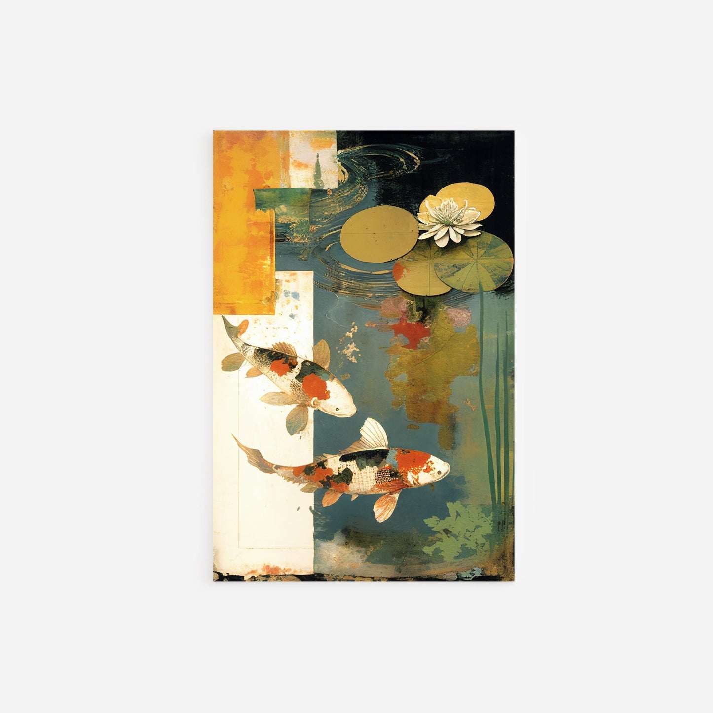 Koi Pond Vintage 2 - Art Print Poster Painting - Giclee Home Wall Décor