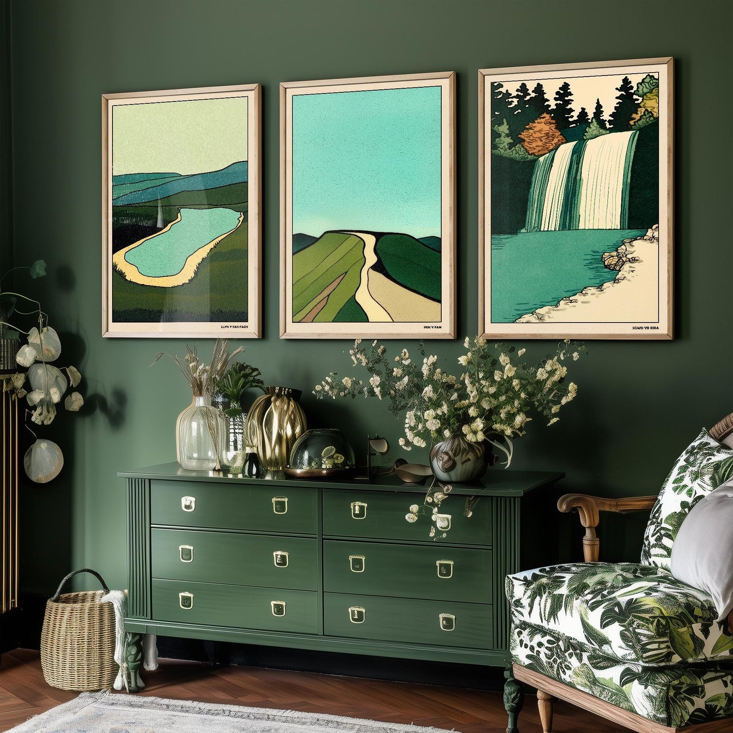 The Brecon Beacons Collection - Set of Three Welsh Art Prints - Llyn y Fan Fach, Pen y Fan & Sgwd Yr Eira Posters - 3 Photo Painting Wales