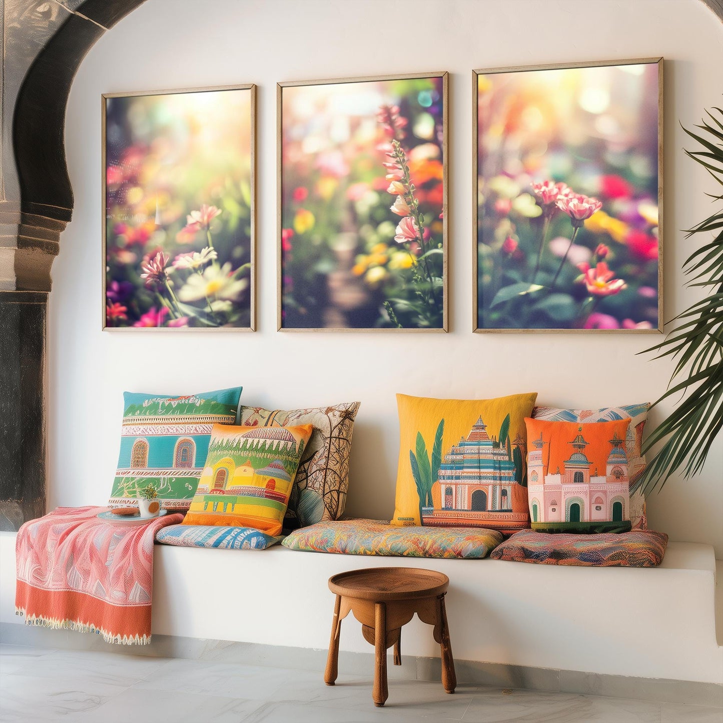 Blurry Flower Garden Photographs - Set of Three Art Prints - Colourful Floral Posters - Muted Photo Décor - Art Paintings 3 Wildflowers