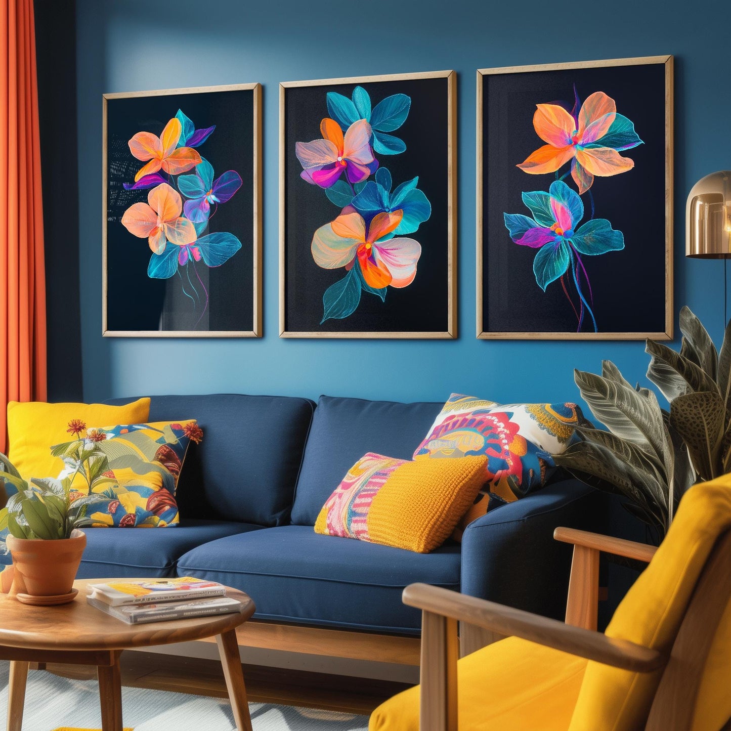 Floating Orchid Jellyfish Flowers - Set of Three Art Prints - Colourful Floral Posters - Ocean Plant Photo Décor - Art Paintings 3