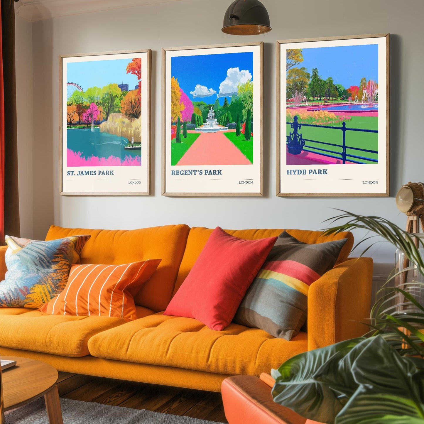 Parks of London - Set of Three Art Prints - St James, Regent's and Hyde Park Posters - 3 Photo Painting Illustration Gift Central