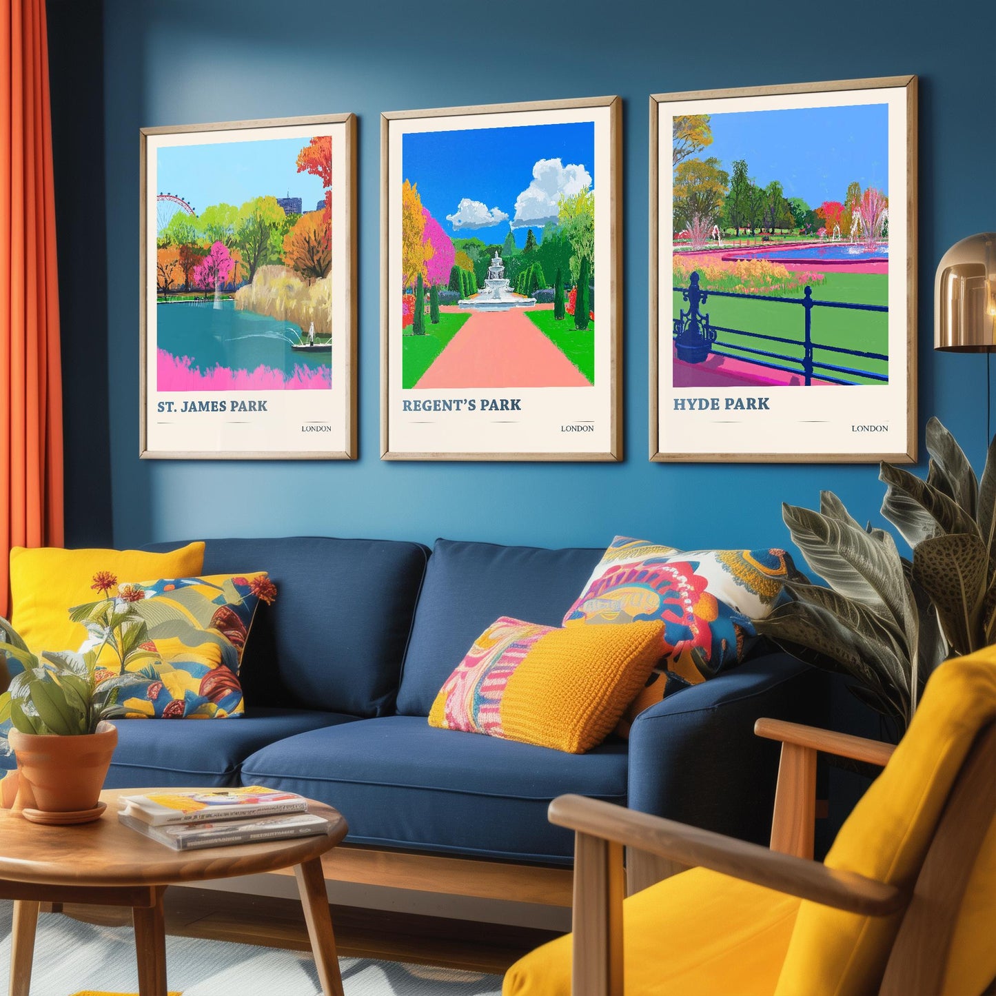 Parks of London - Set of Three Art Prints - St James, Regent's and Hyde Park Posters - 3 Photo Painting Illustration Gift Central