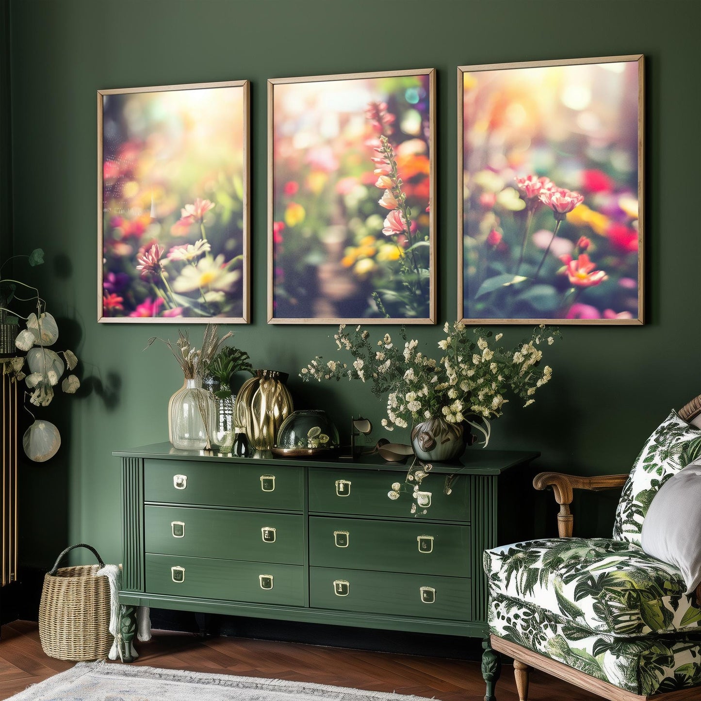 Blurry Flower Garden Photographs - Set of Three Art Prints - Colourful Floral Posters - Muted Photo Décor - Art Paintings 3 Wildflowers