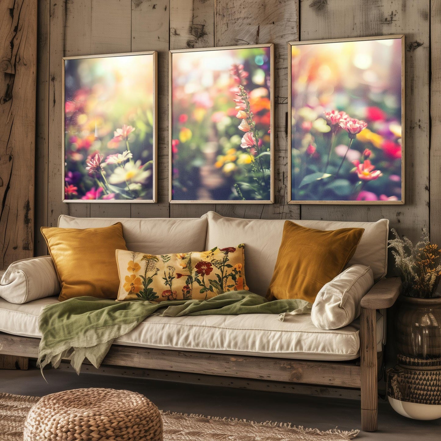 Blurry Flower Garden Photographs - Set of Three Art Prints - Colourful Floral Posters - Muted Photo Décor - Art Paintings 3 Wildflowers