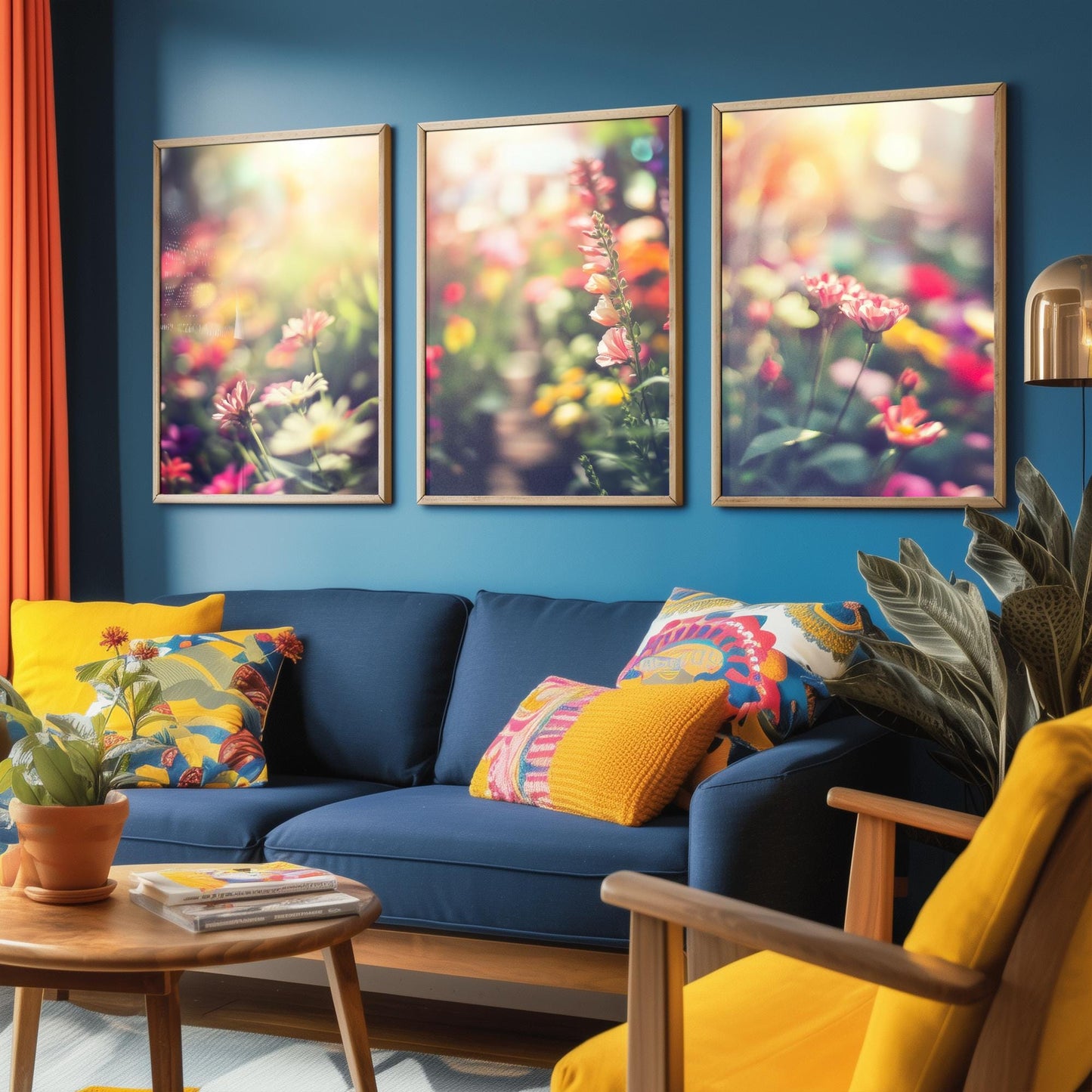 Blurry Flower Garden Photographs - Set of Three Art Prints - Colourful Floral Posters - Muted Photo Décor - Art Paintings 3 Wildflowers