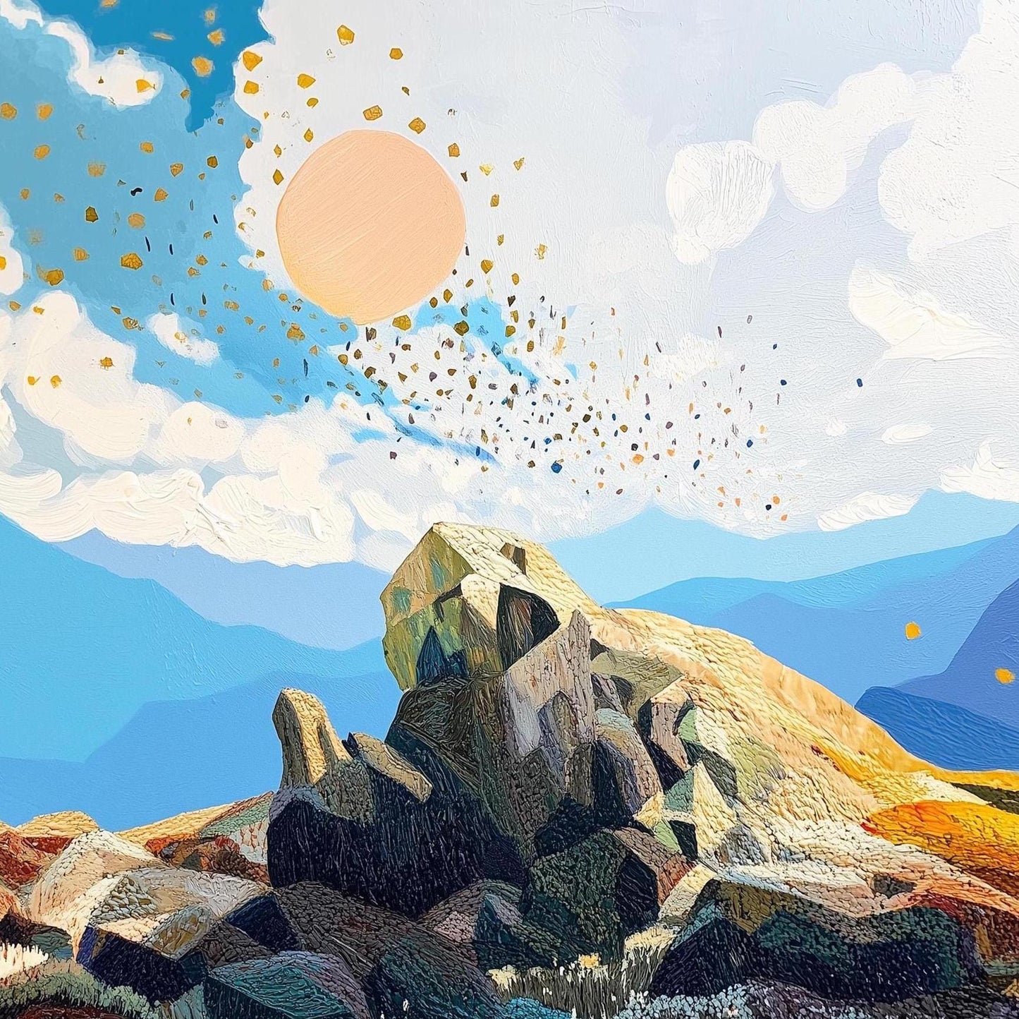 The Lake District Mountains - Set of Three Art Print Posters - Skiddaw, Helm Crag, Great Gable - 3 Painting Photo Layers of Foil V2