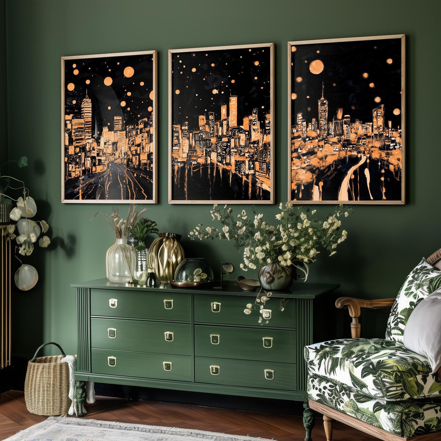 Swansea, Cardiff & Wrexham at Midnight - Set of Three Travel Posters - Illustrations 3 Art Prints Painting Gift Photo Wales Lights Welsh