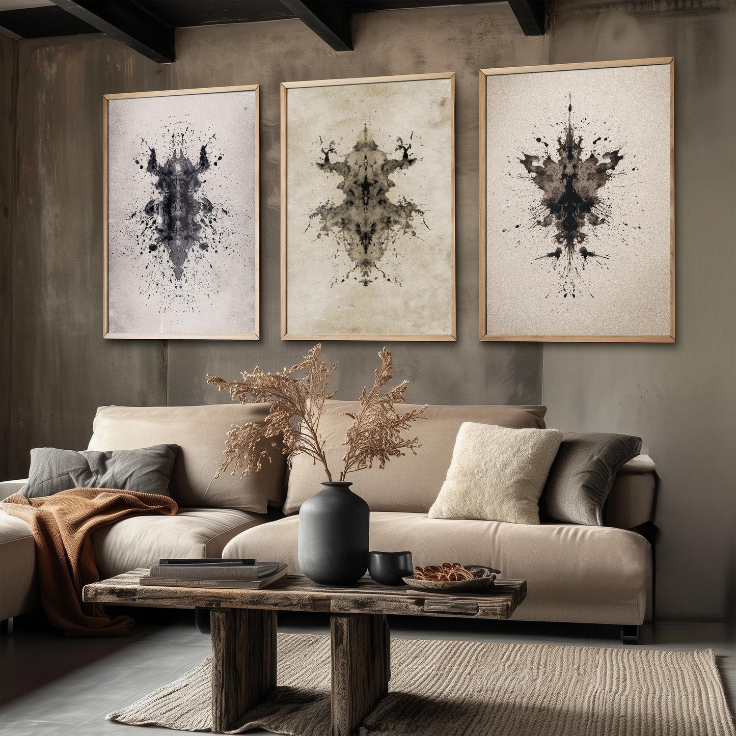 Rorschach Inkblot Set of Three Art Prints - Creepy Crawlie - 3 Psychology Student Paintings - Photo Poster Wall Art Gift Giclée Museum