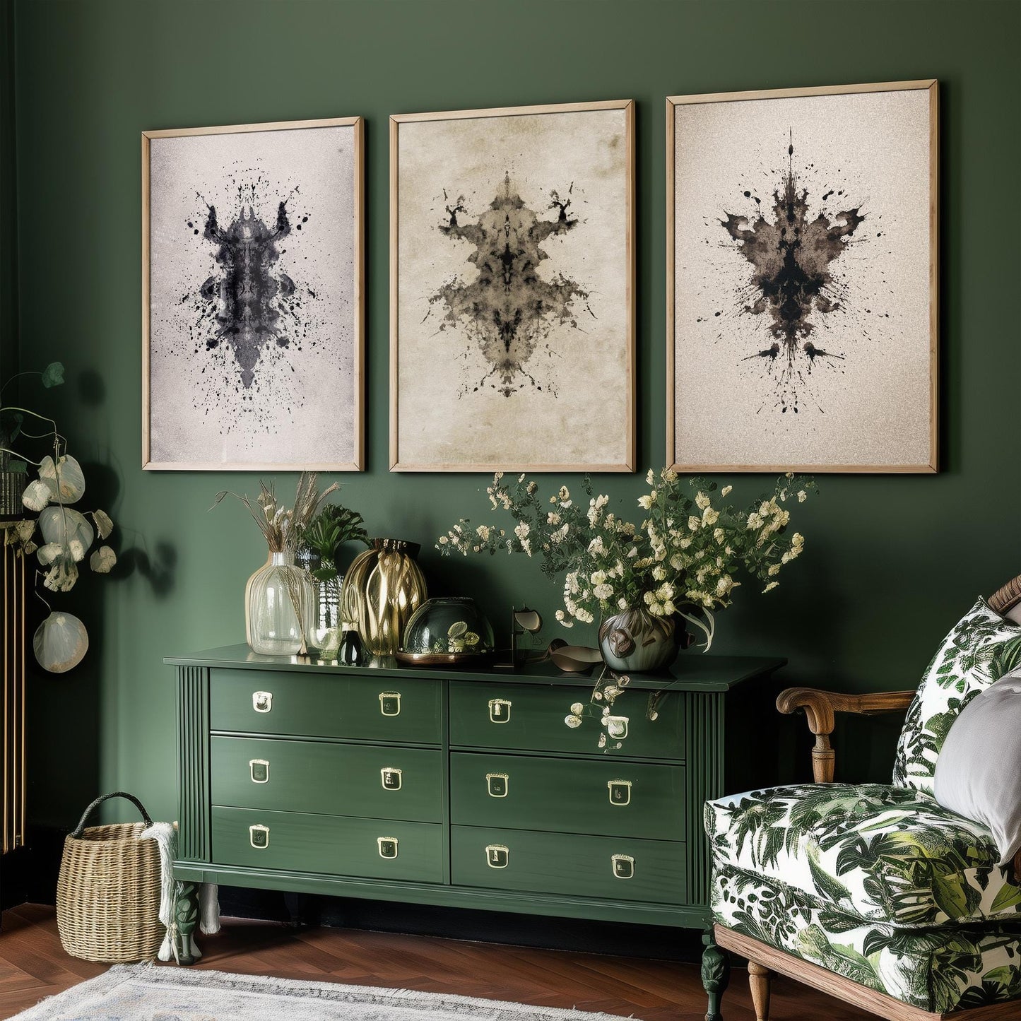 Rorschach Inkblot Set of Three Art Prints - Creepy Crawlie - 3 Psychology Student Paintings - Photo Poster Wall Art Gift Giclée Museum
