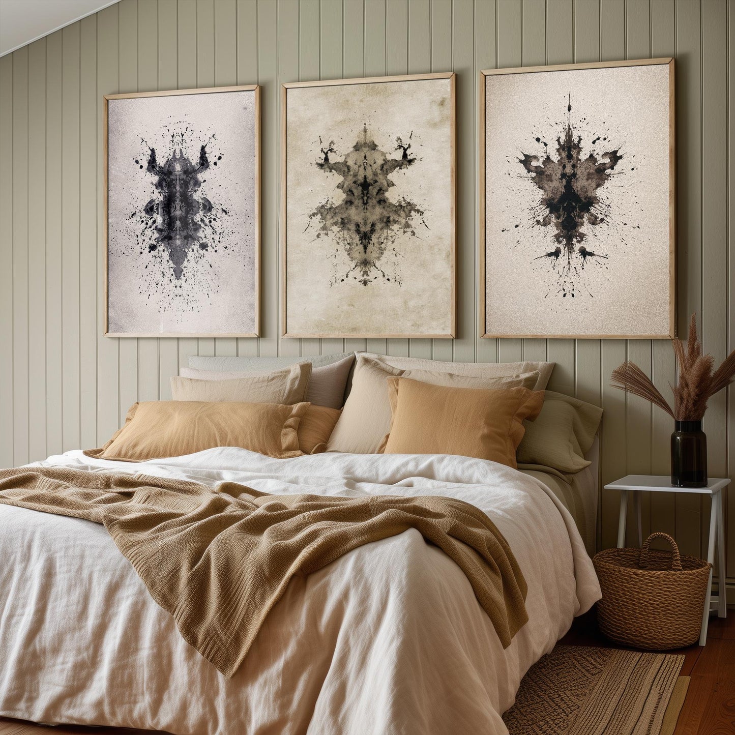Rorschach Inkblot Set of Three Art Prints - Creepy Crawlie - 3 Psychology Student Paintings - Photo Poster Wall Art Gift Giclée Museum