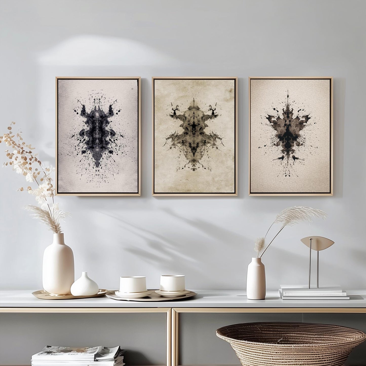 Rorschach Inkblot Set of Three Art Prints - Creepy Crawlie - 3 Psychology Student Paintings - Photo Poster Wall Art Gift Giclée Museum