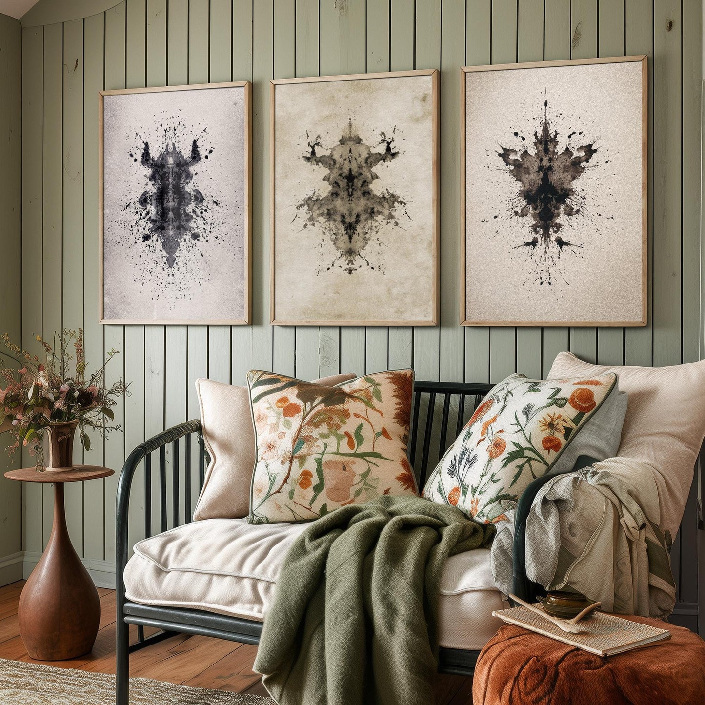 Rorschach Inkblot Set of Three Art Prints - Creepy Crawlie - 3 Psychology Student Paintings - Photo Poster Wall Art Gift Giclée Museum