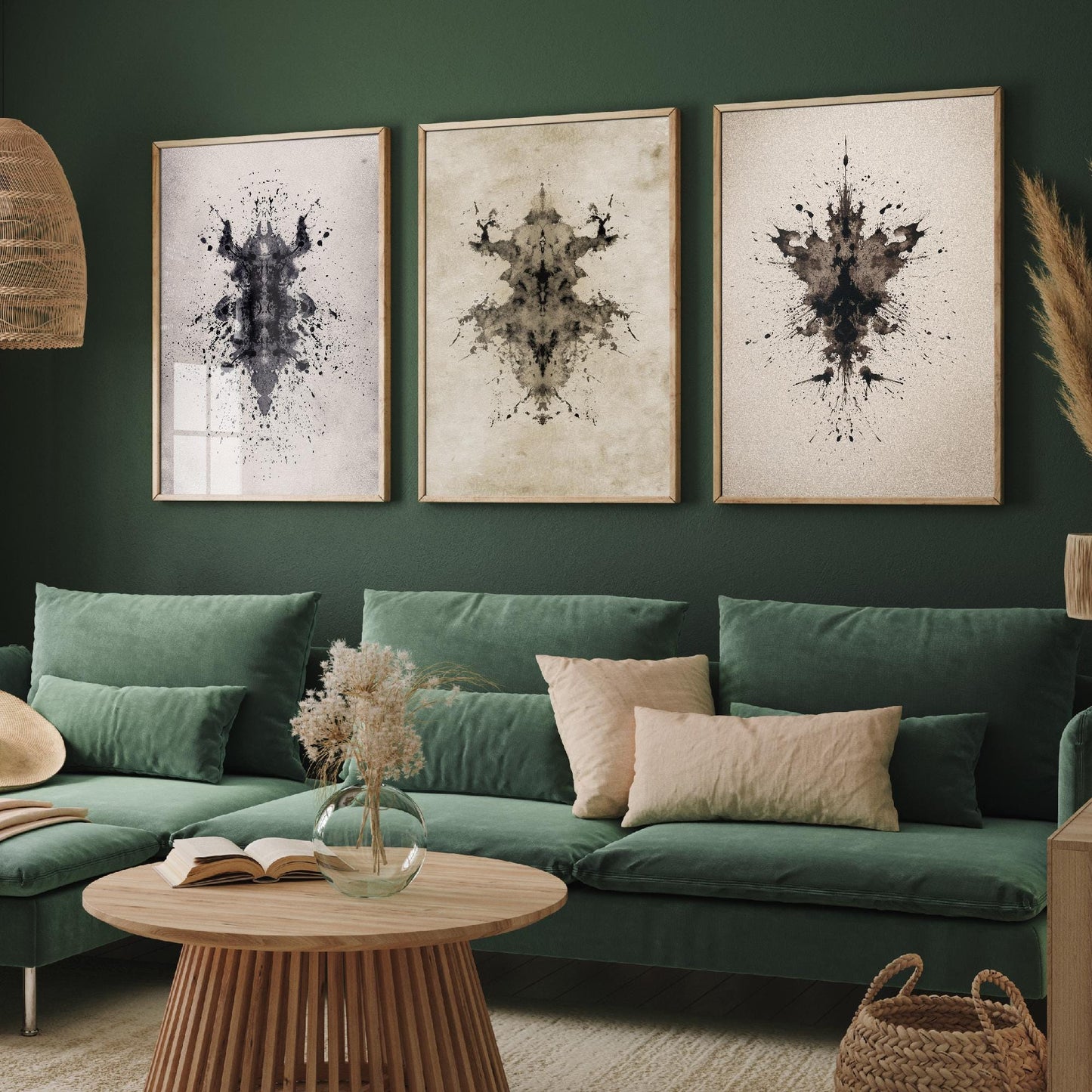 Rorschach Inkblot Set of Three Art Prints - Creepy Crawlie - 3 Psychology Student Paintings - Photo Poster Wall Art Gift Giclée Museum