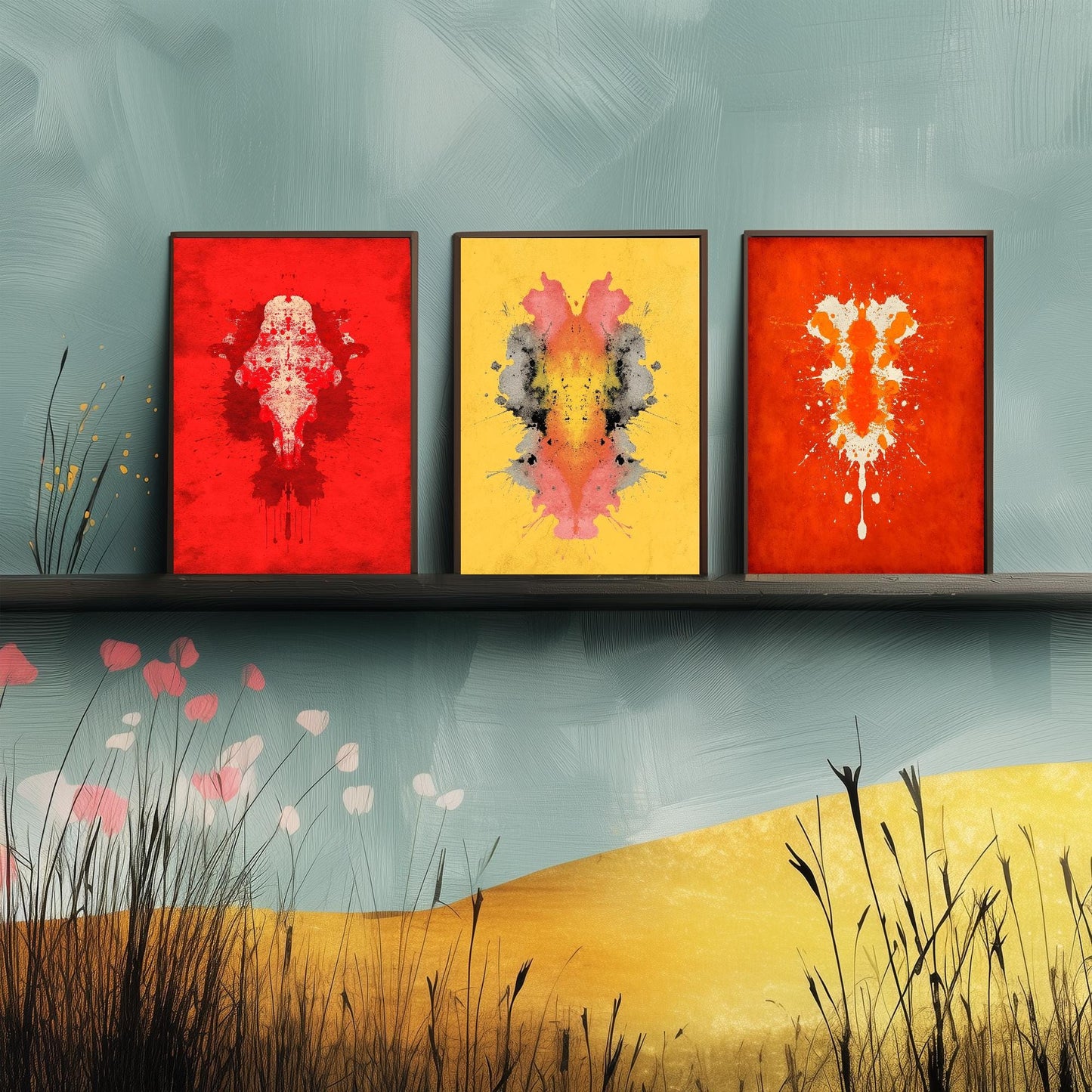 Rorschach Inkblot Set of Three Art Prints - Boldest Brightest - 3 Psychology Student Paintings - Photo Poster Wall Art Gift Giclée Museum