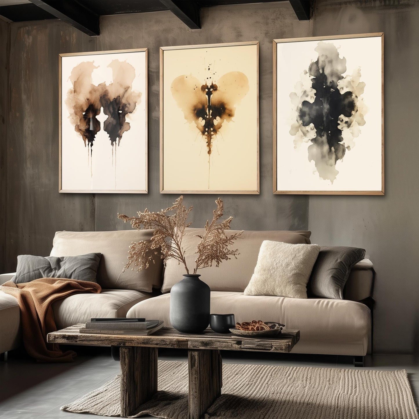 Rorschach Inkblot Splats Set of Three Art Prints - 3 Psychology Student Paintings - Photo Poster Wall Art Gift Giclée Museum - Office Splatt