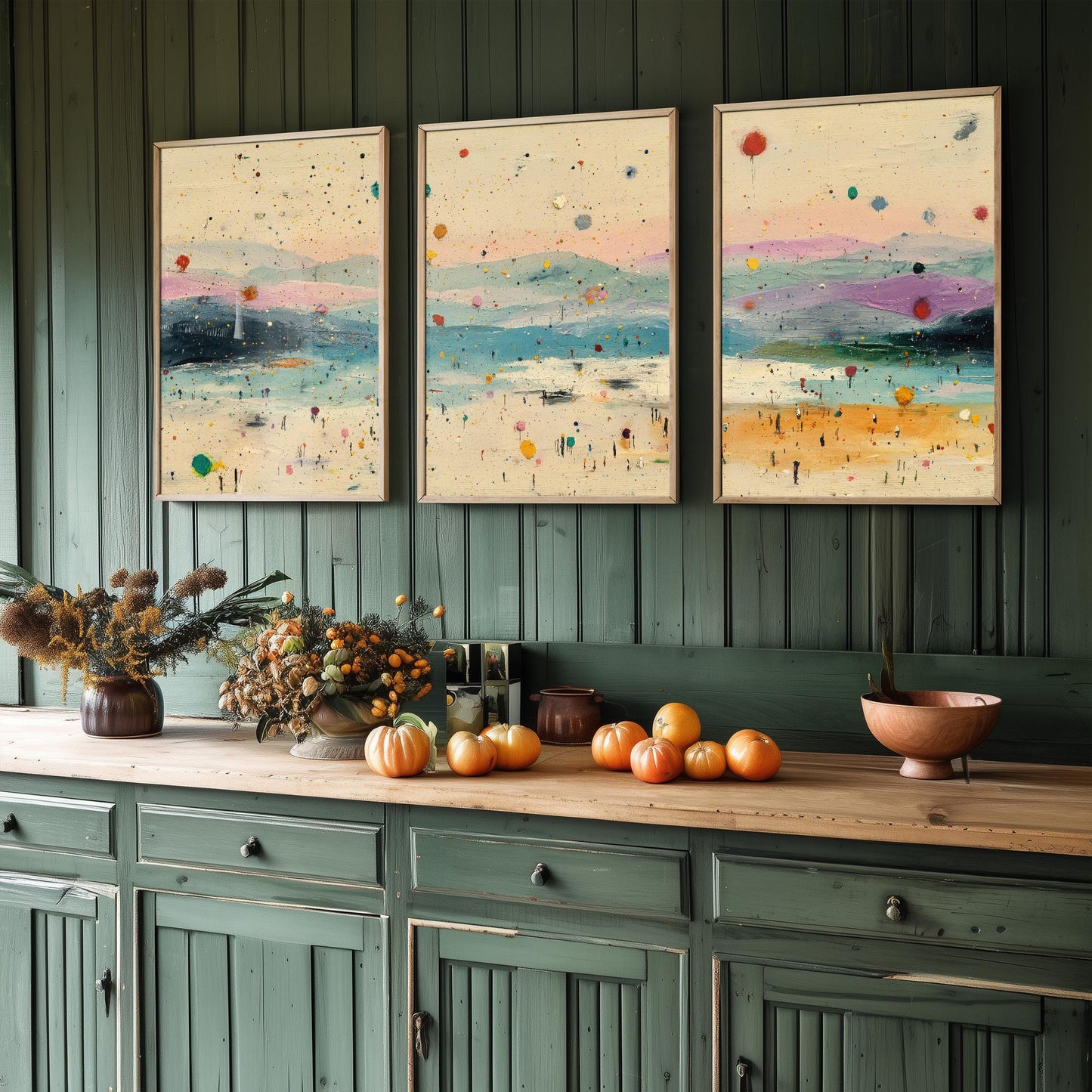 Maya Bay Beach in Koh Phi Phi Thailand Travel Triptych Posters - 3 Modern Art Prints - Photo Painting Illustration Gift Map Thai Island