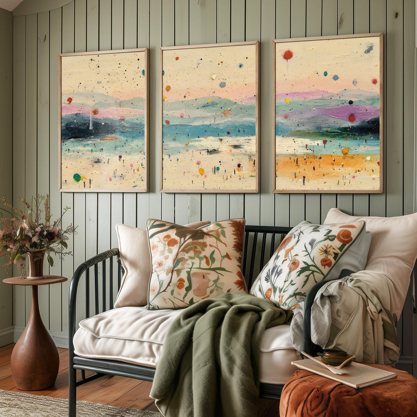 Maya Bay Beach in Koh Phi Phi Thailand Travel Triptych Posters - 3 Modern Art Prints - Photo Painting Illustration Gift Map Thai Island