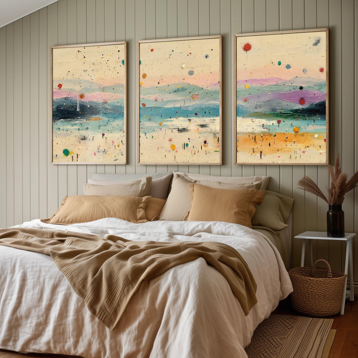 Maya Bay Beach in Koh Phi Phi Thailand Travel Triptych Posters - 3 Modern Art Prints - Photo Painting Illustration Gift Map Thai Island
