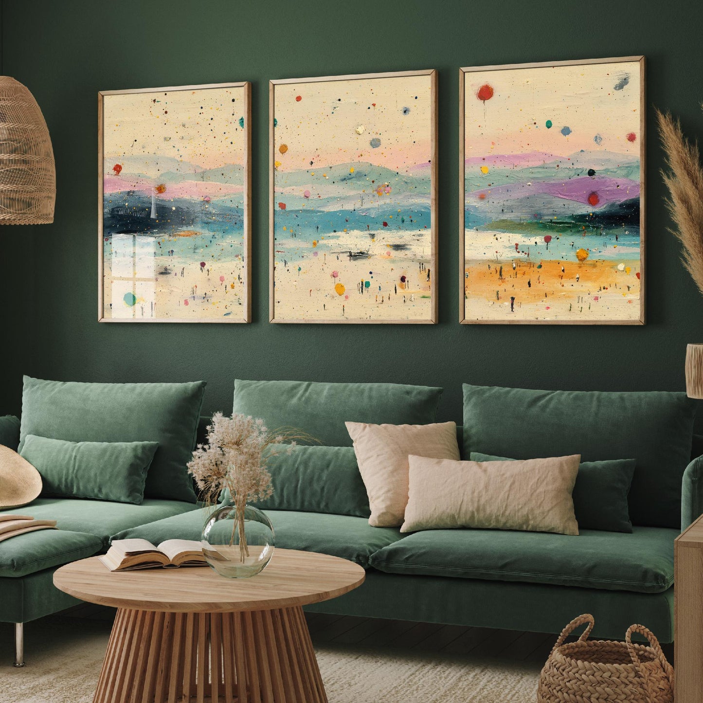 Maya Bay Beach in Koh Phi Phi Thailand Travel Triptych Posters - 3 Modern Art Prints - Photo Painting Illustration Gift Map Thai Island