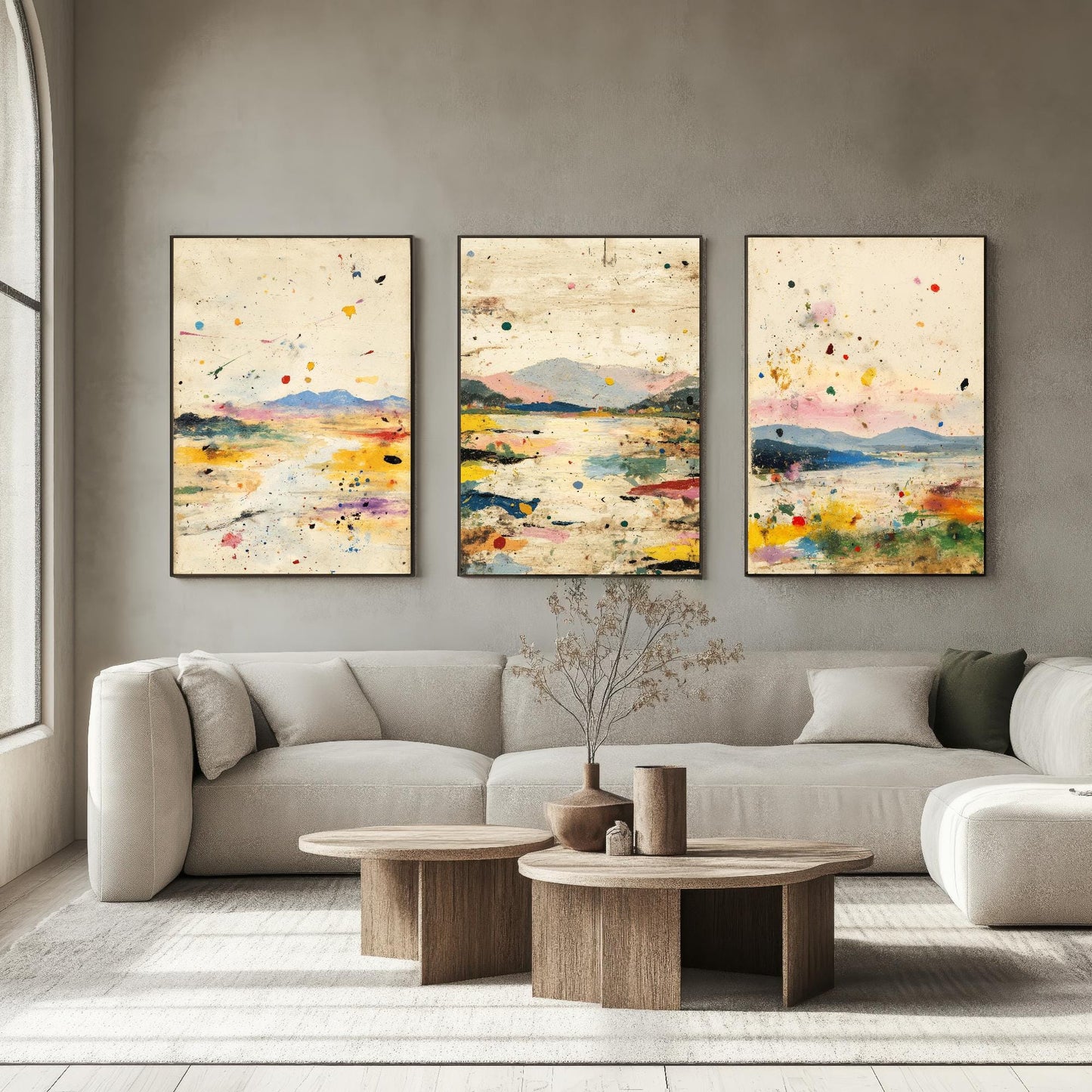 Colourful Landscape Posters - Set of Three Art Prints- 3 Strange Abstract Exposure V1 - Photo Painting Illustration Gift Mountains Sketch