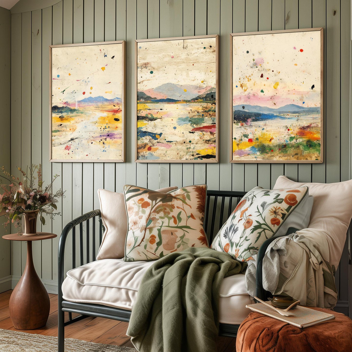 Colourful Landscape Posters - Set of Three Art Prints- 3 Strange Abstract Exposure V1 - Photo Painting Illustration Gift Mountains Sketch