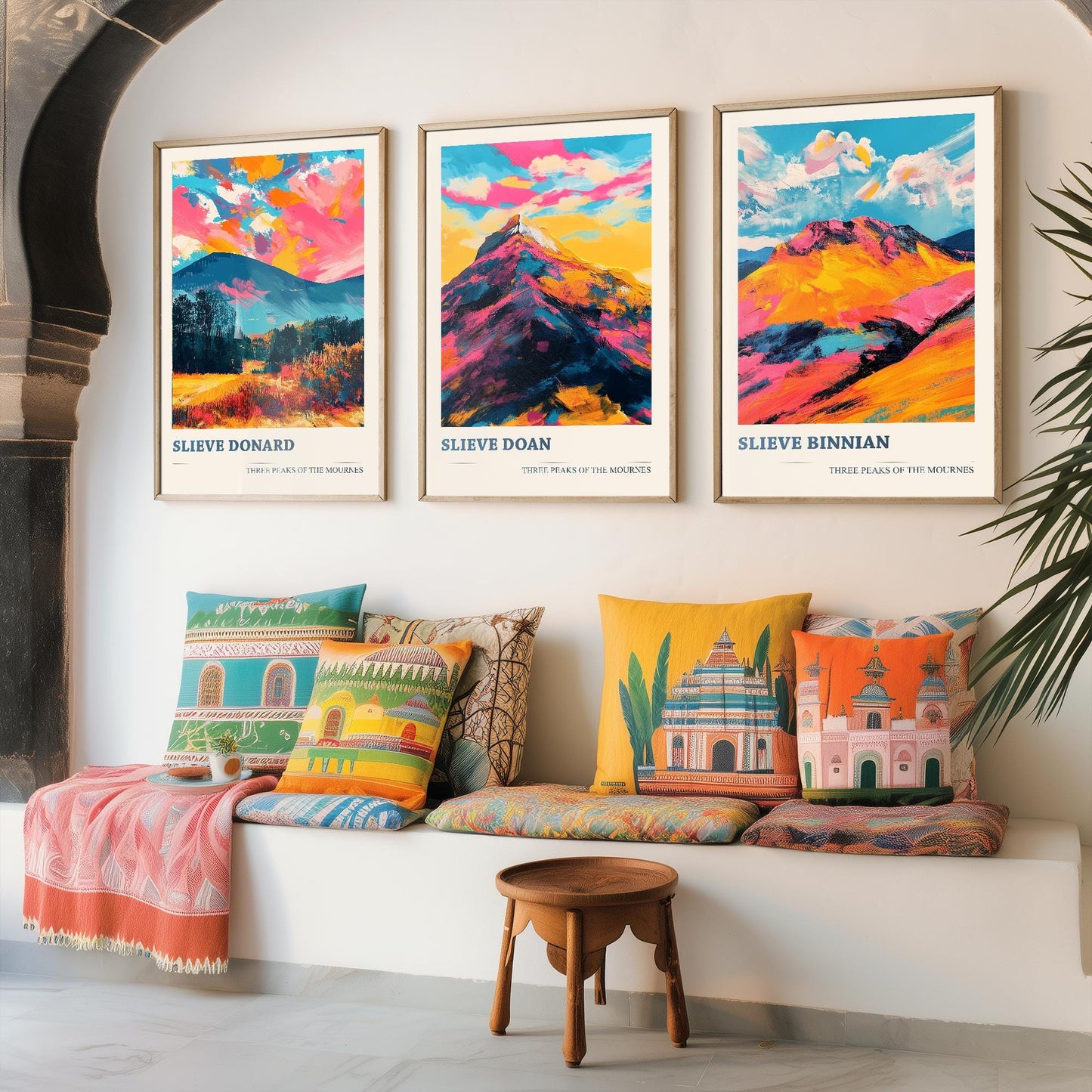 The Mournes - Set of Three Northern Ireland Mountain Peaks - Slieve Donard, Doan, Binnian - 3 Art Prints Painting Illustration Poster Visit
