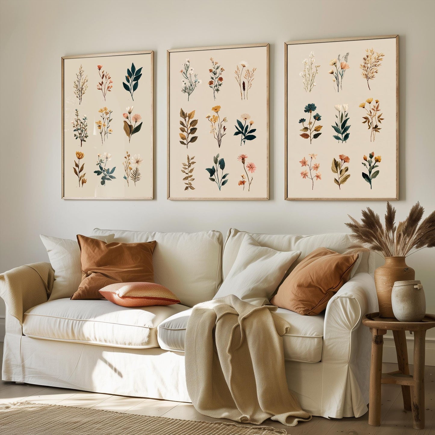 Set of Three Vintage Flower Prints V8 - Set of 3 Floral Plants - Paintings Photo Poster Wall Art Gift Museum Giclee Mixed Samples Botanical