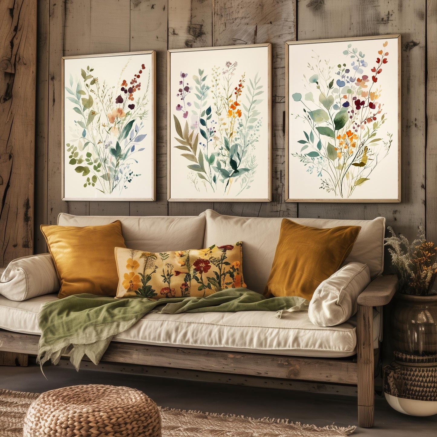Set of Three Vintage Flower Prints V9 - Set of 3 Floral Plants - Paintings Photo Poster Wall Art Gift Museum Giclee Colourful Botanical