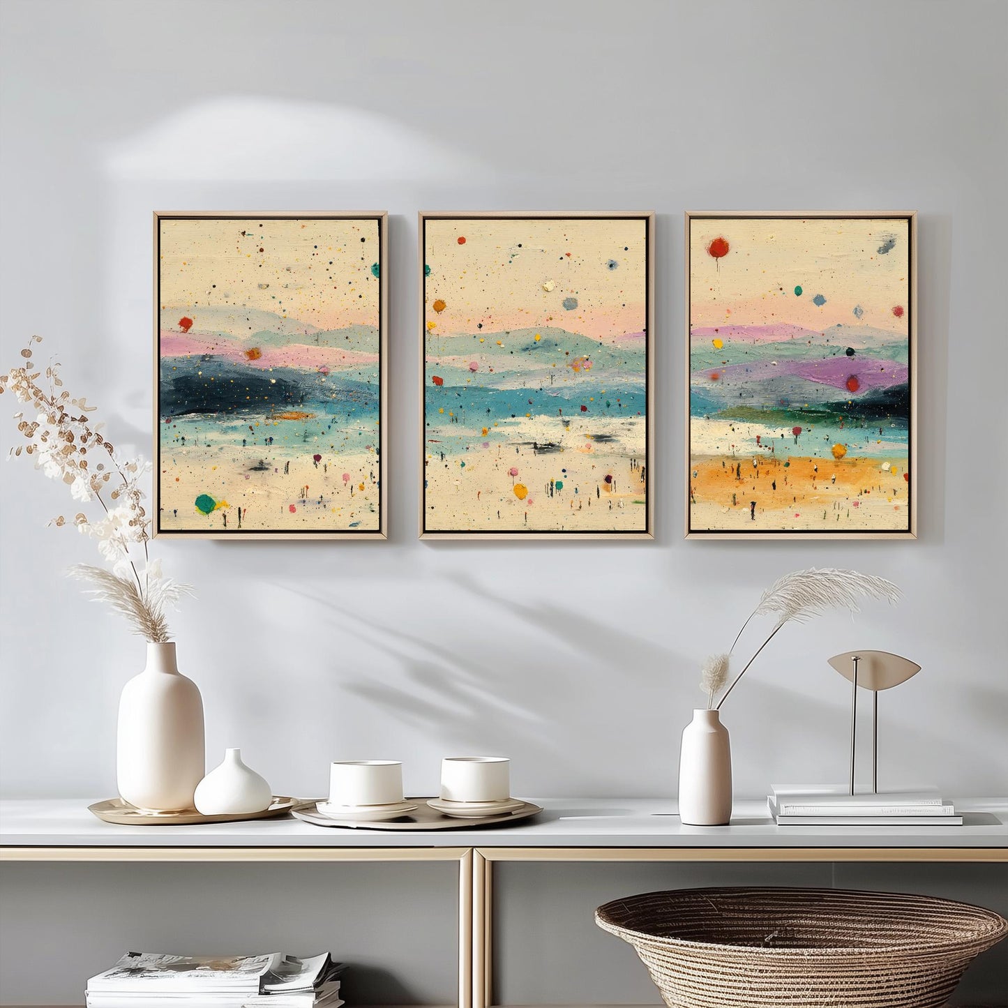 Maya Bay Beach in Koh Phi Phi Thailand Travel Triptych Posters - 3 Modern Art Prints - Photo Painting Illustration Gift Map Thai Island