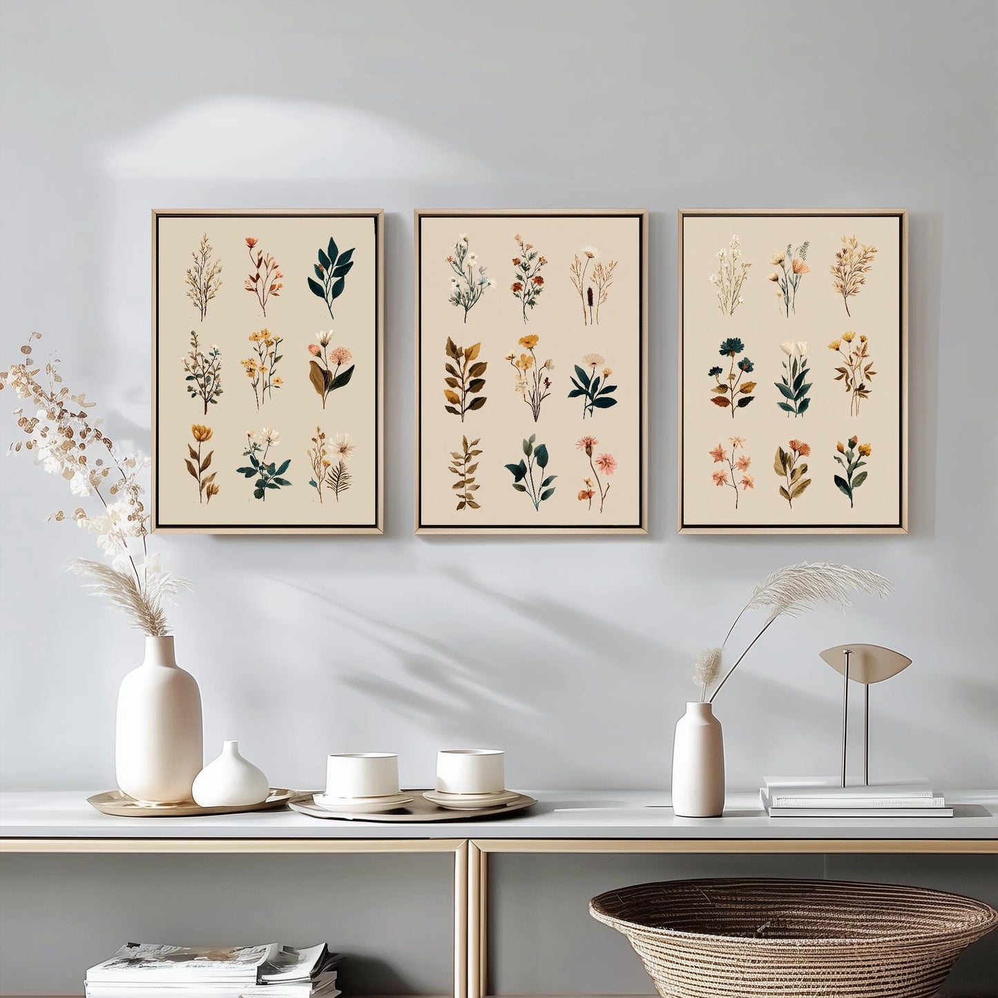 Set of Three Vintage Flower Prints V8 - Set of 3 Floral Plants - Paintings Photo Poster Wall Art Gift Museum Giclee Mixed Samples Botanical