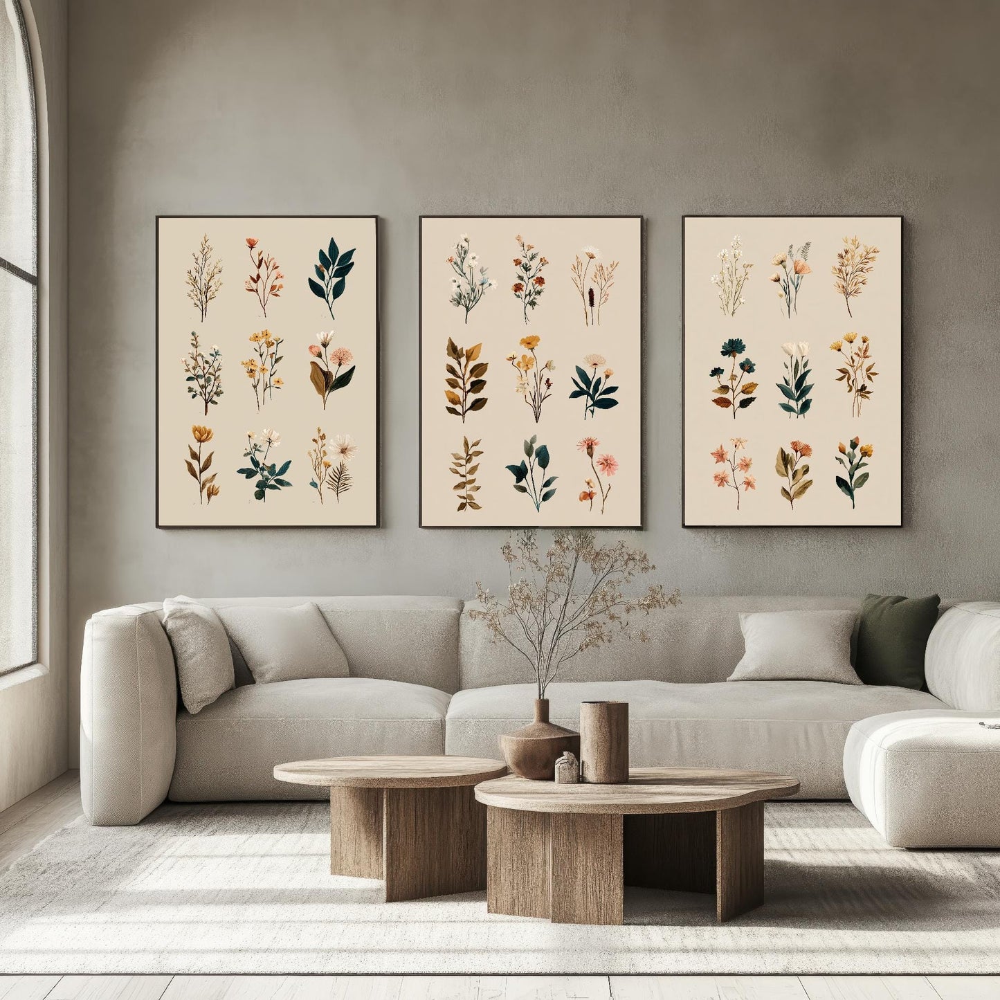 Set of Three Vintage Flower Prints V8 - Set of 3 Floral Plants - Paintings Photo Poster Wall Art Gift Museum Giclee Mixed Samples Botanical