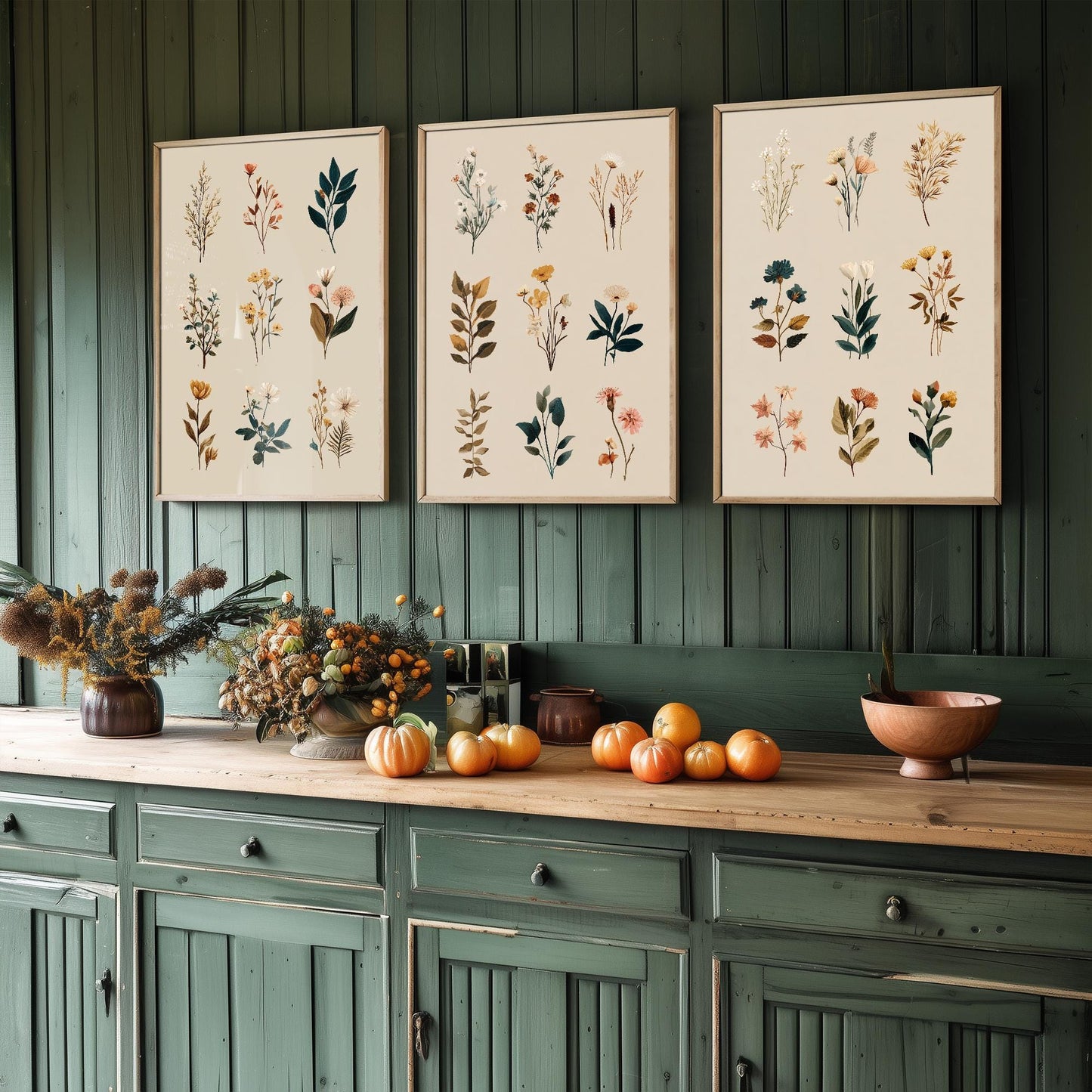 Set of Three Vintage Flower Prints V8 - Set of 3 Floral Plants - Paintings Photo Poster Wall Art Gift Museum Giclee Mixed Samples Botanical