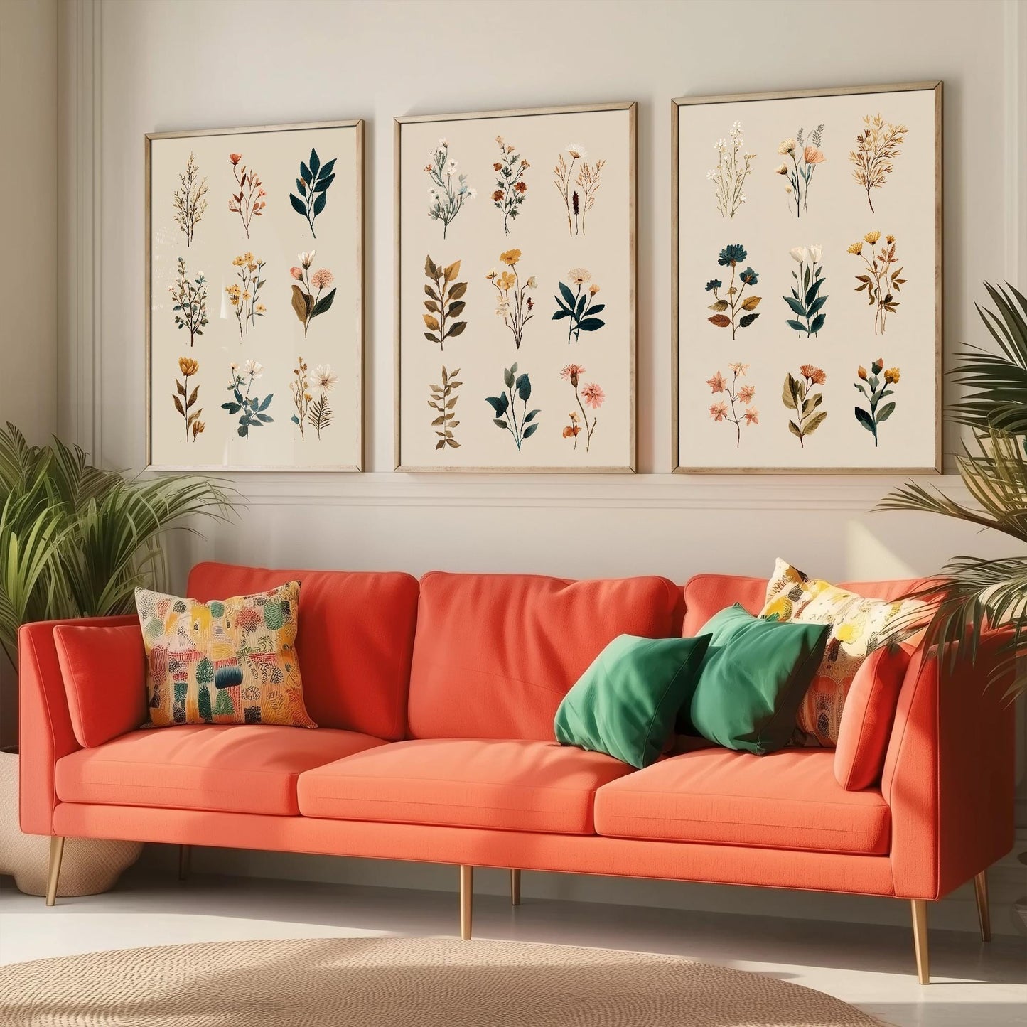 Set of Three Vintage Flower Prints V8 - Set of 3 Floral Plants - Paintings Photo Poster Wall Art Gift Museum Giclee Mixed Samples Botanical