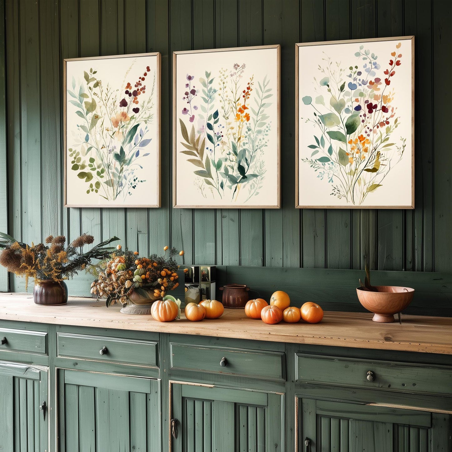 Set of Three Vintage Flower Prints V9 - Set of 3 Floral Plants - Paintings Photo Poster Wall Art Gift Museum Giclee Colourful Botanical