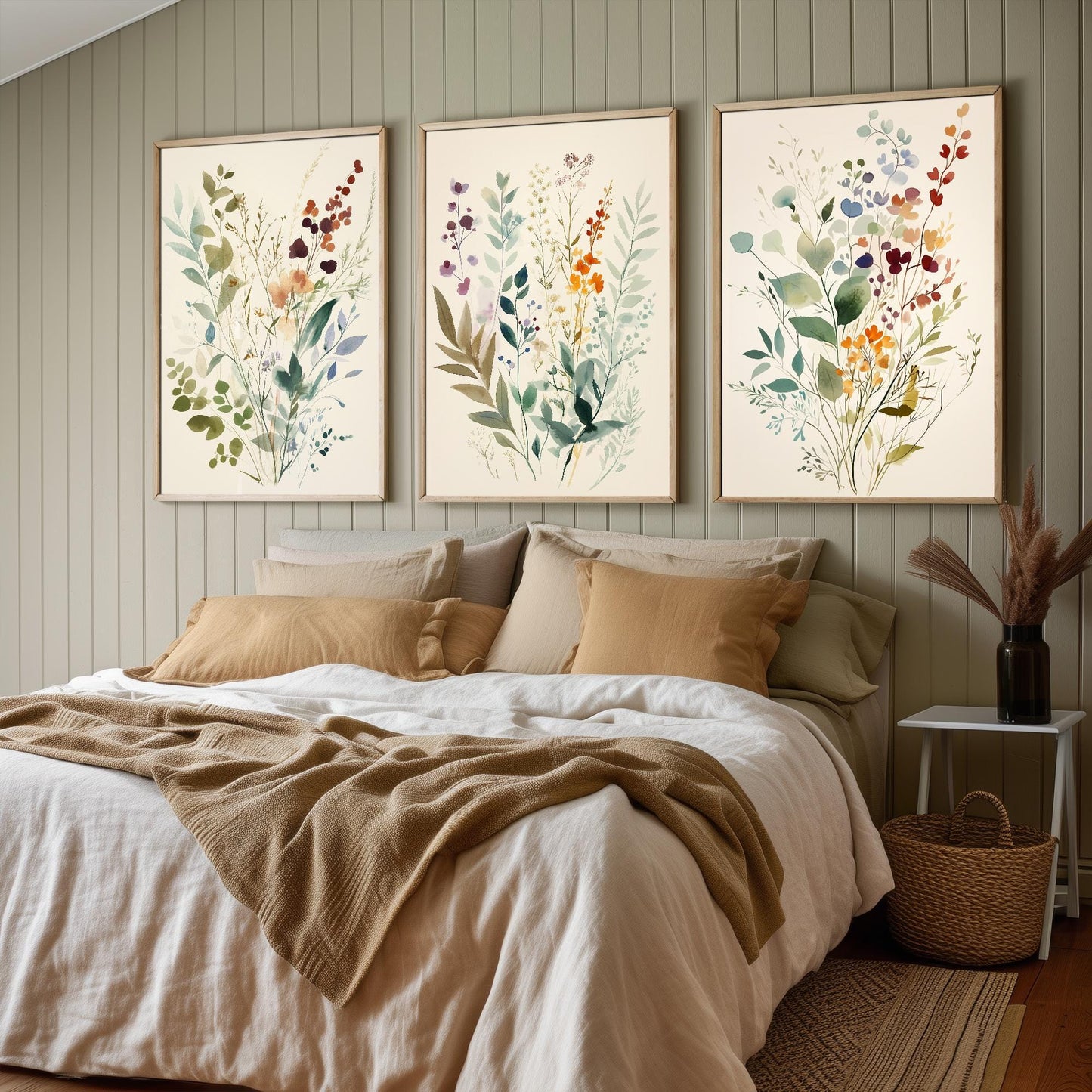 Set of Three Vintage Flower Prints V9 - Set of 3 Floral Plants - Paintings Photo Poster Wall Art Gift Museum Giclee Colourful Botanical
